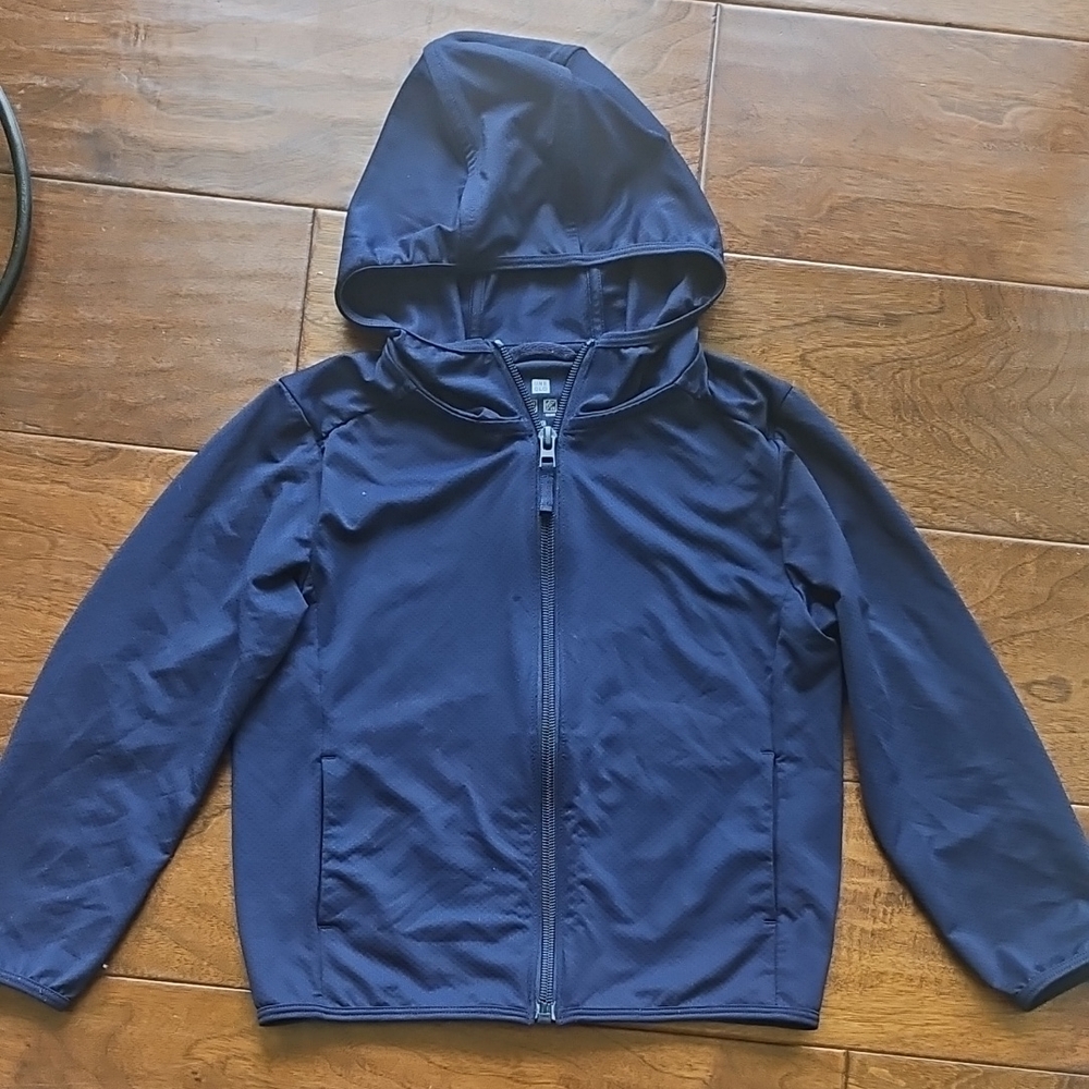 Kid Uniqlo Midnight Blue Hooded Zip Jacket Sz 4